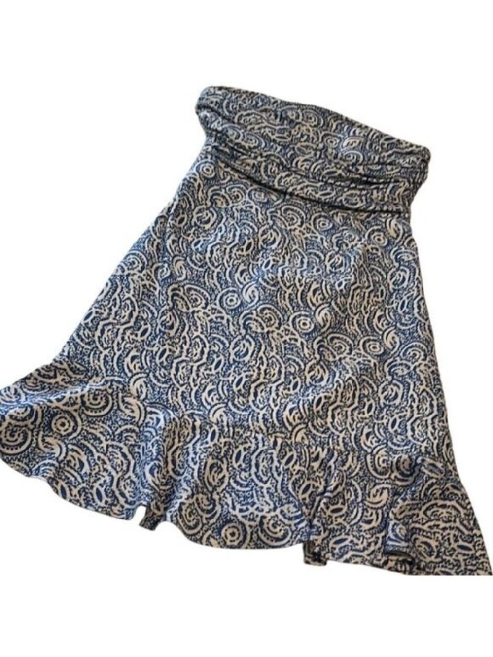 The Limited Blue and White Patterned Strapless Dress Size 4